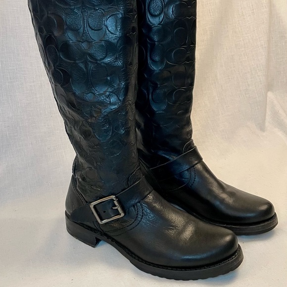 Frye x Coach Collab Veronica Black Leather Boots 7 B - Picture 10 of 10